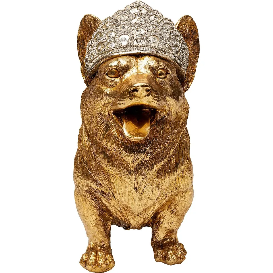 kare-design-deko-objekt-royal-standing-corgi-gold-40x54x20-cm image 1