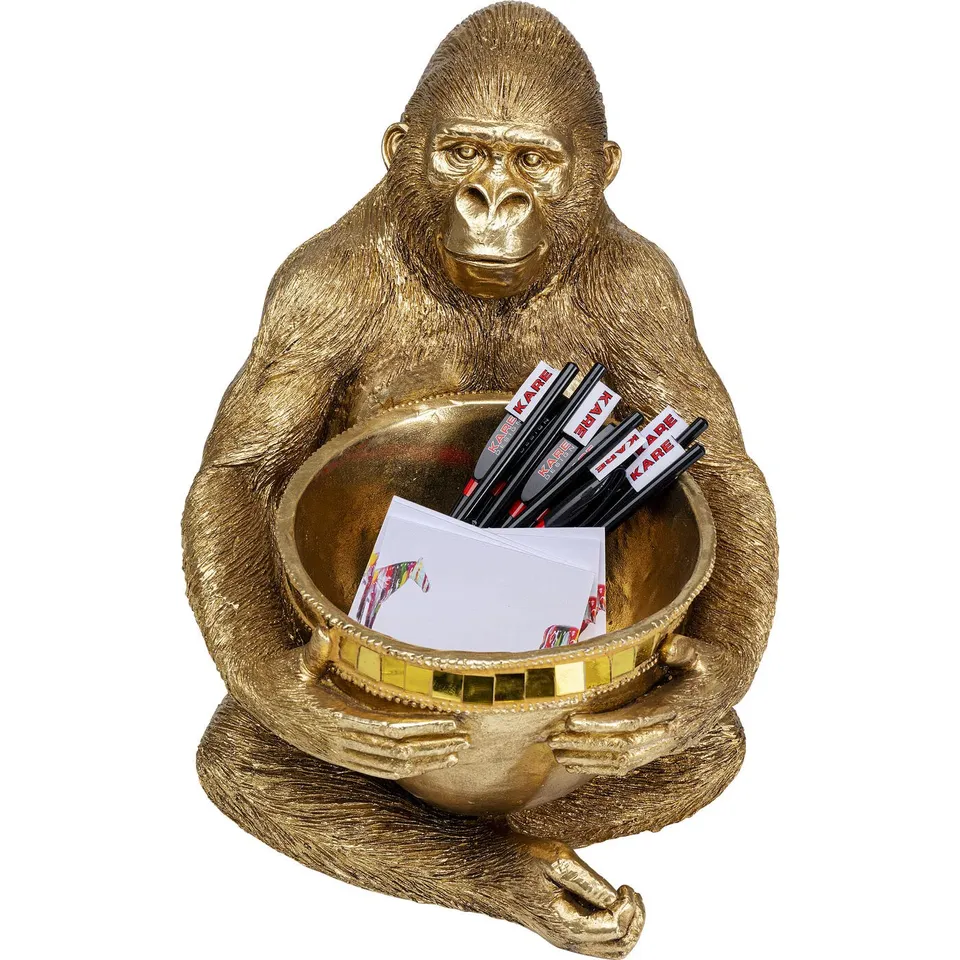kare-design-figur-gorilla-holding-bowl-41-cm-gold-mit-schale image 1