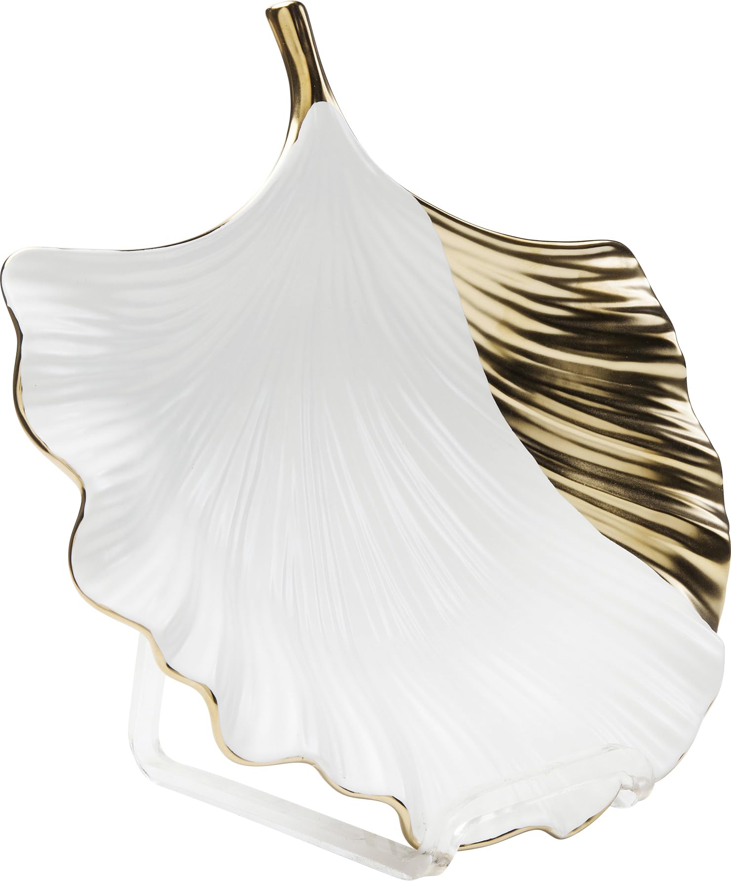 kare-design-deko-schale-ginkgo-elegance-side-wei-gold-porzellanschale-28x28-cm image 2