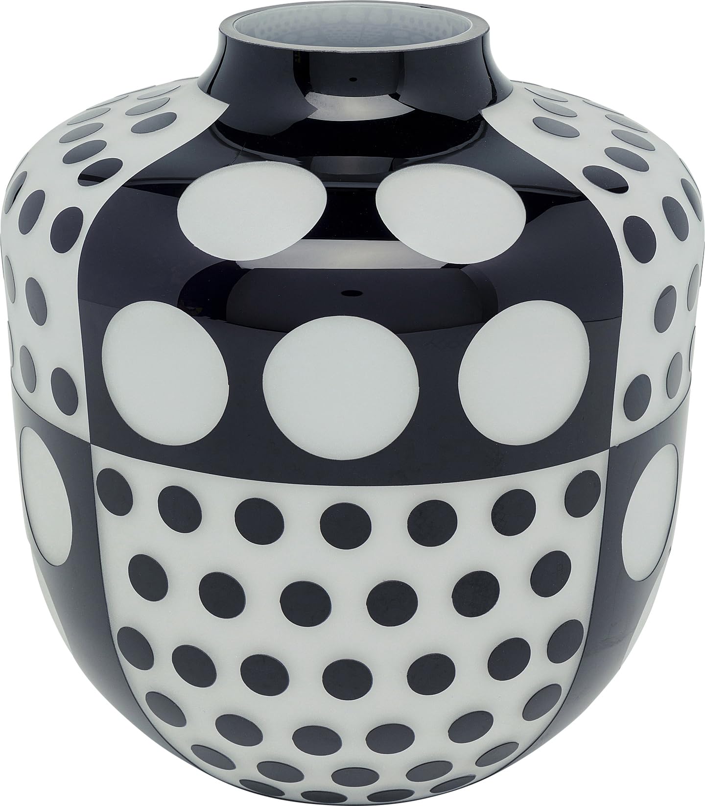 kare-design-brillar-round-vase-31-cm-schwarz-wei-gepunktet-glas image 5