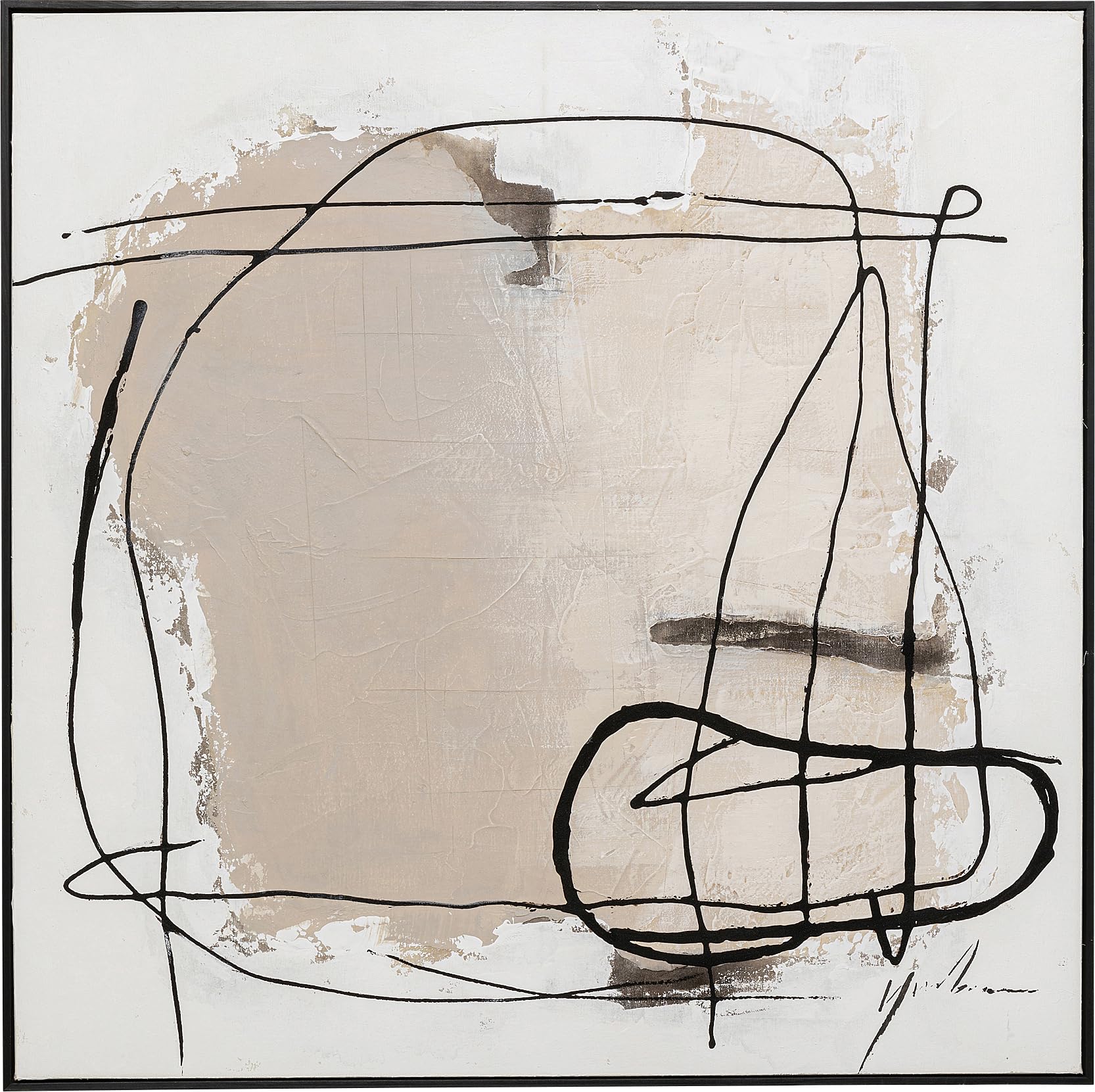 kare-design-leinwandbild-dust-grau-100x100-cm-massivholz-rahmen image 1
