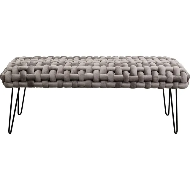 kare-design-bank-weave-samt-grau-128-cm-sitzbank image 1