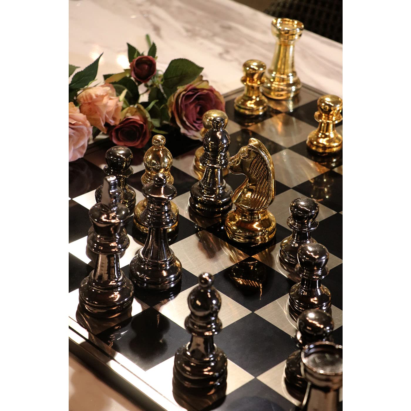 kare-design-dekoobjekt-chess-silber-gold-60x60-cm-schachbrett-xl-mit-figuren image 6