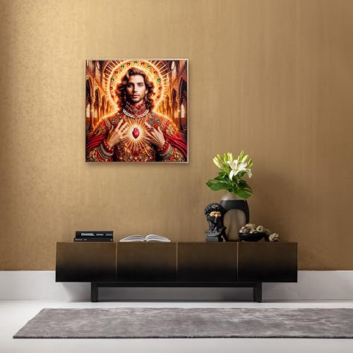 kare-design-saint-halo-man-wandbild-mehrfarbig-100x100-cm-glasbild-jesus-motiv-m image 8