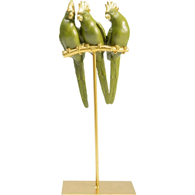 kare-design-parrot-friends-deko-figur-vogel-37-cm-gold-gr-n image 1