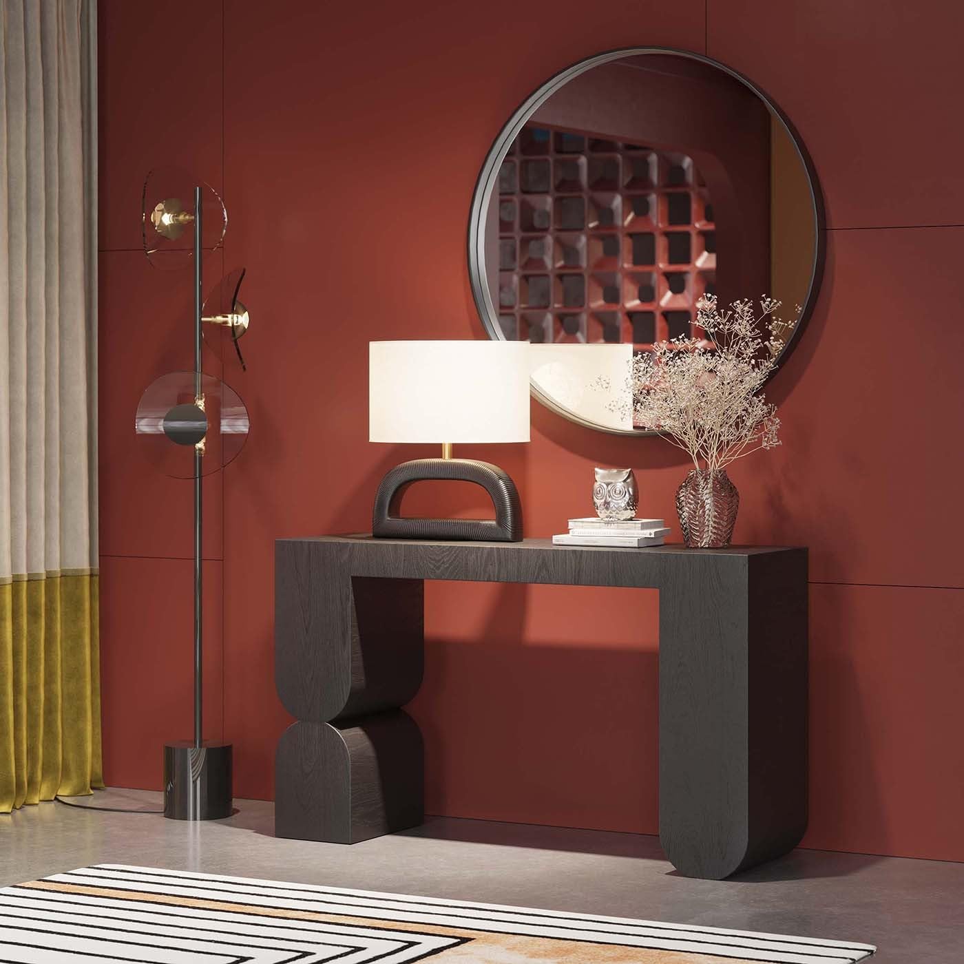 kare-design-konsole-curve-schwarz-eschenholz-120-cm-unikat image 2