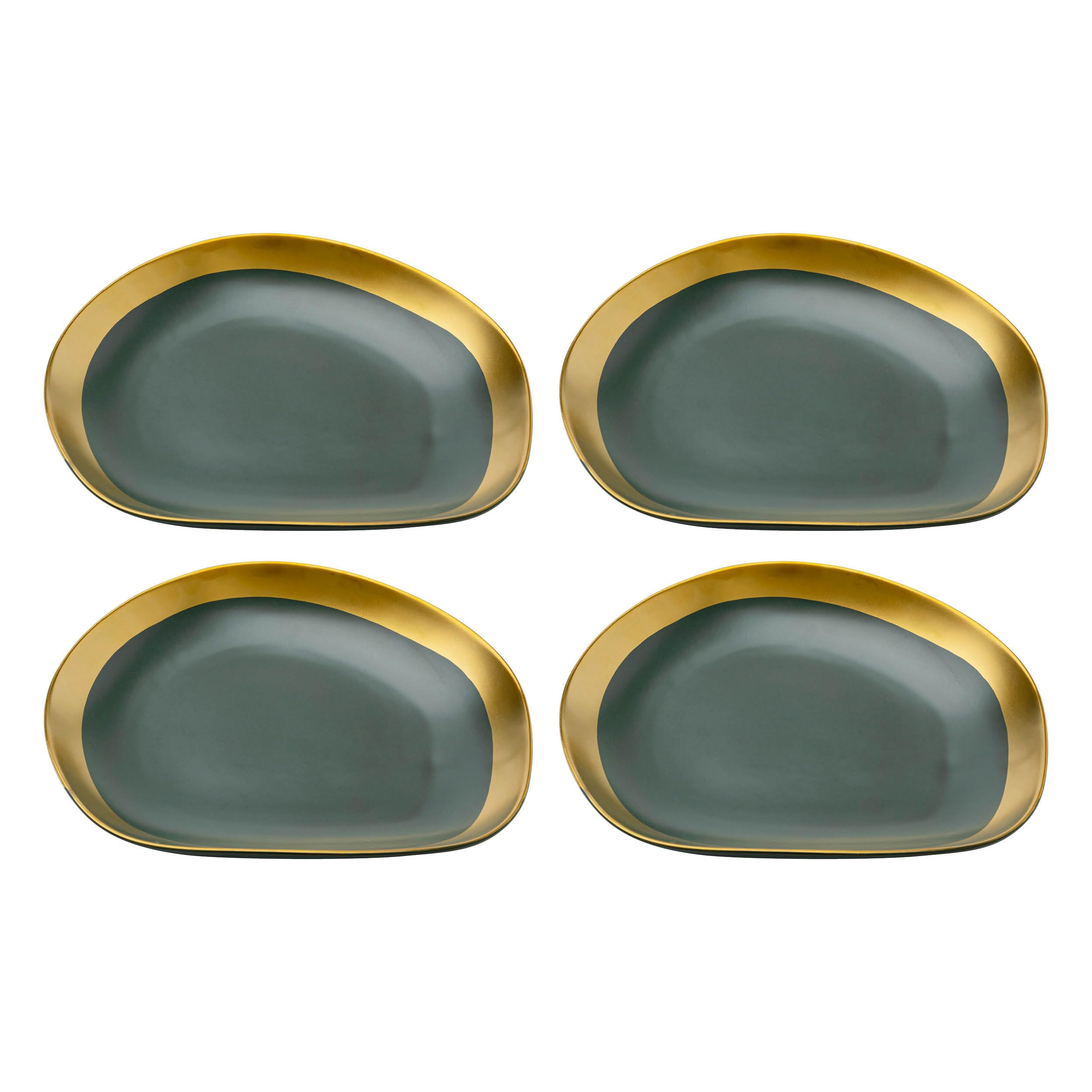 kare-design-teller-vibrations-speiseteller-set-4-teilig-gr-n-gold-27-cm-steinzeu image 1