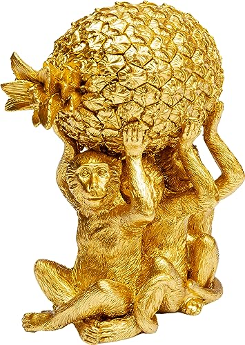kare-design-deko-figur-pineapple-treasure-gold-16-cm-affen-mit-ananas-handbemalt image 8