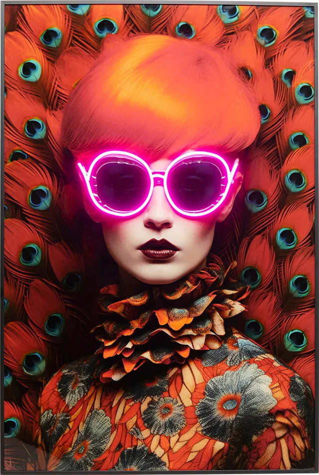 kare-design-led-wandbild-fancy-red-lady-rot-75x55-cm-gerahmt image 1