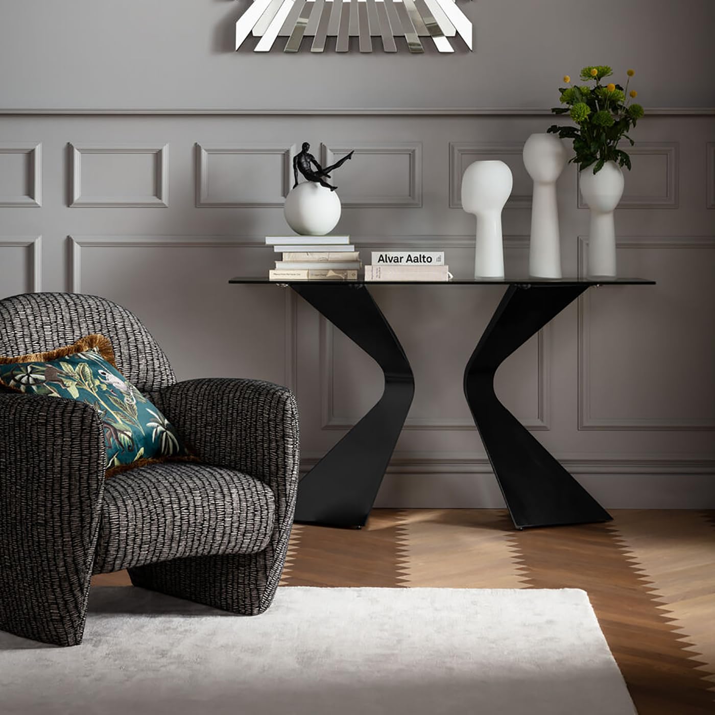 kare-design-gloria-konsole-schwarz-stahlgestell-glasplatte-140x45-cm image 2