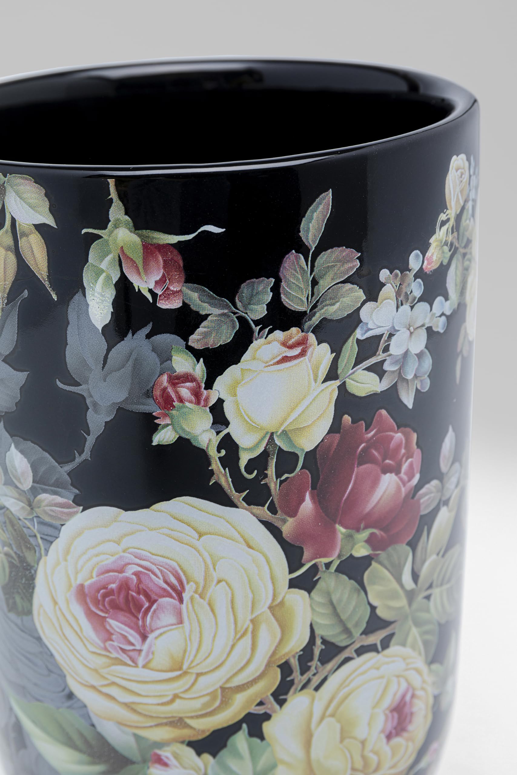 kare-design-deko-vase-rose-magic-schwarz-27-cm-blumenvase-steingut-rosen-dekor image 5
