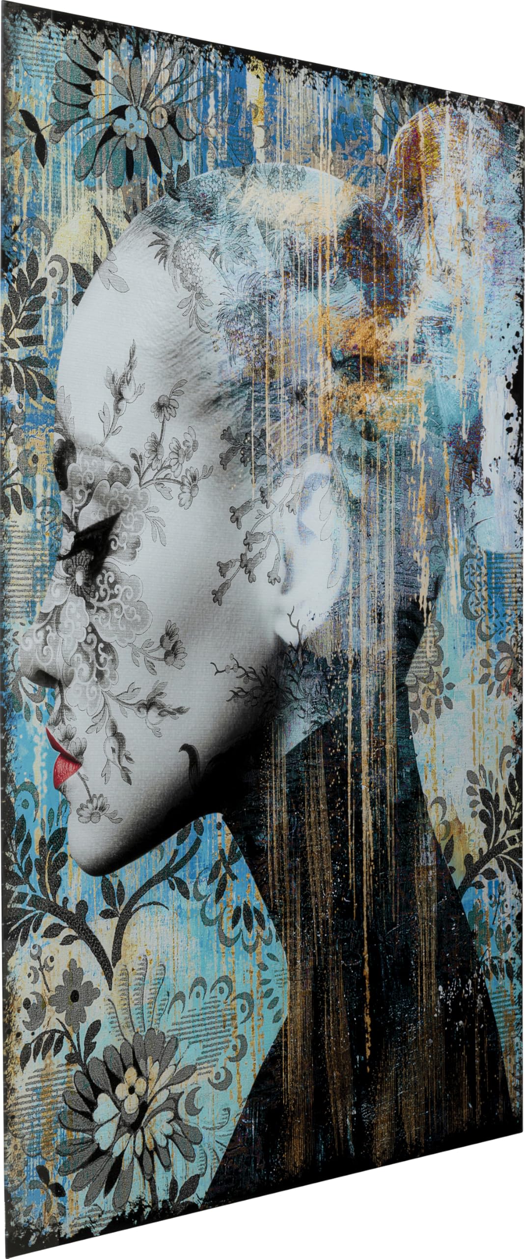 kare-design-glasbild-lady-flower-blau-schwarz-150x100-cm-rahmenlos image 4