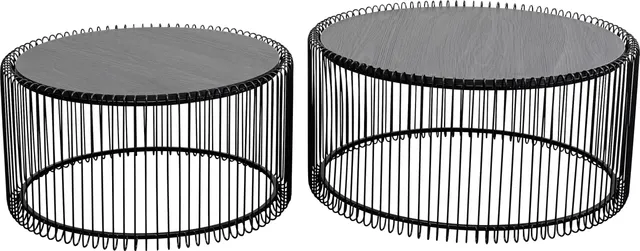 kare-design-couchtisch-wire-wood-2er-set-schwarz-63-53-cm-rund image 1