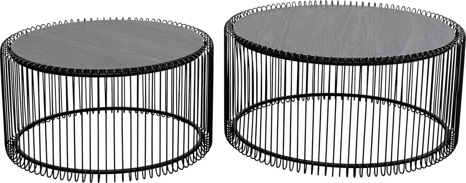 kare-design-couchtisch-wire-wood-2er-set-schwarz-63-53-cm-rund image 1