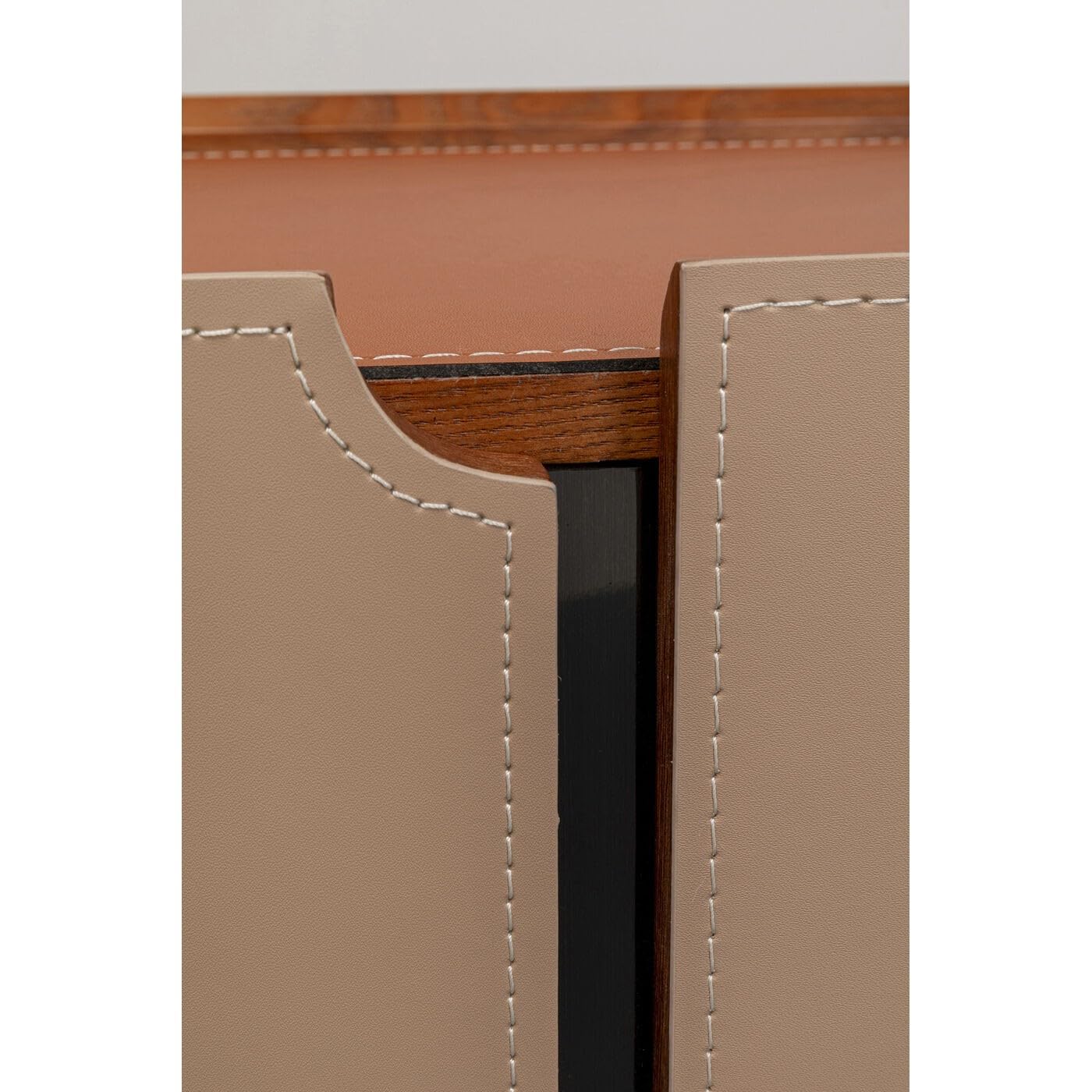 kare-design-tango-lowboard-beige-orange-lederoptik-mit-3-schubladen-200x41-cm image 3