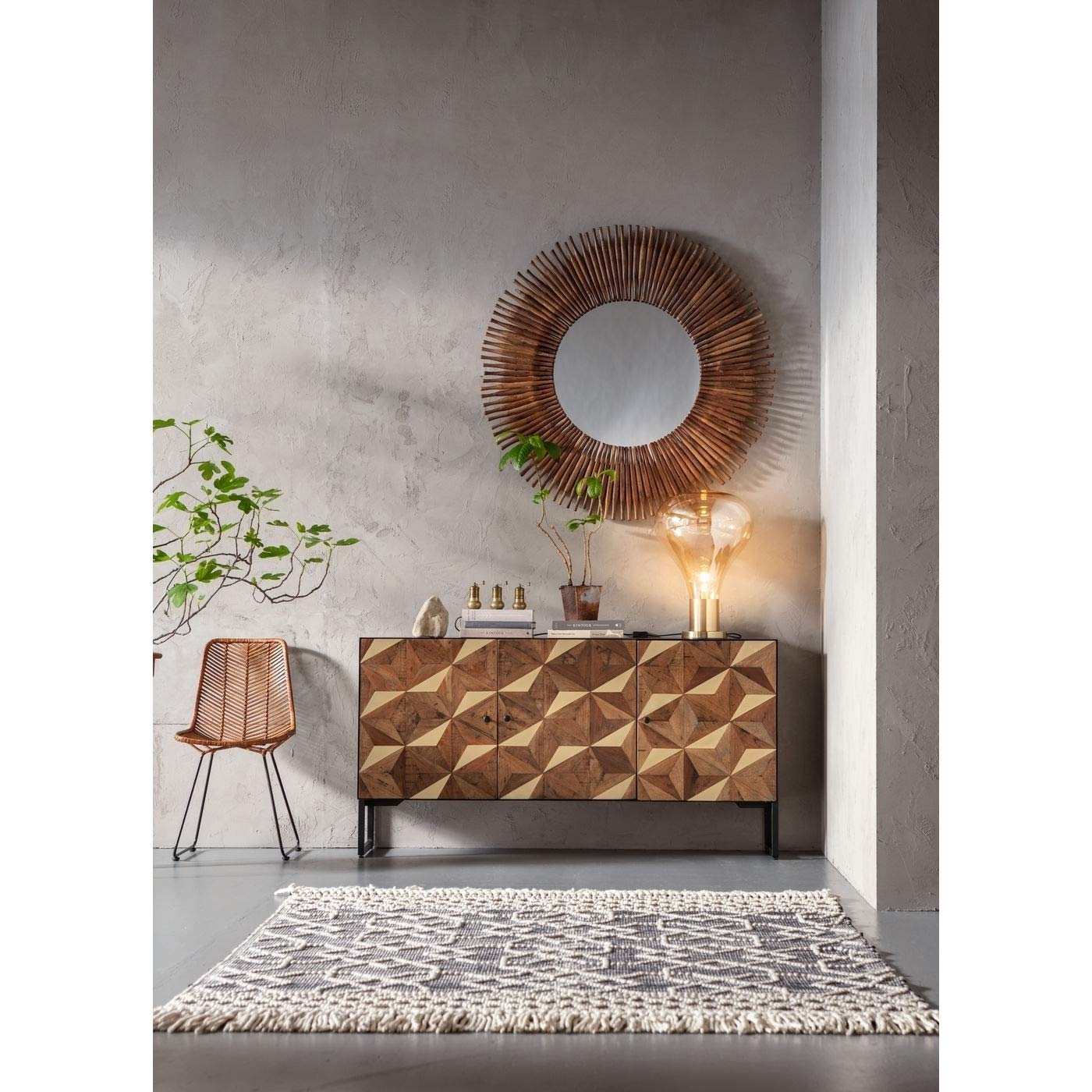 kare-design-spiegel-sunlight-rund-braun-holzrahmen-120cm-122x122x5cm image 4