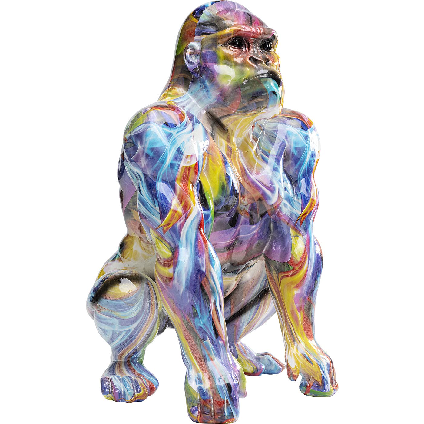 kare-design-deko-figur-watching-gorilla-bunt-xl-tierfigur-45-cm-aus-kunststein image 2