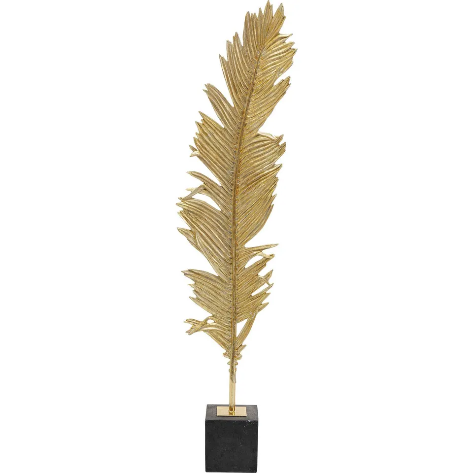 kare-design-deko-feather-two-147cm-feder-skulptur-stahl-gold-mit-polyresin-socke image 1