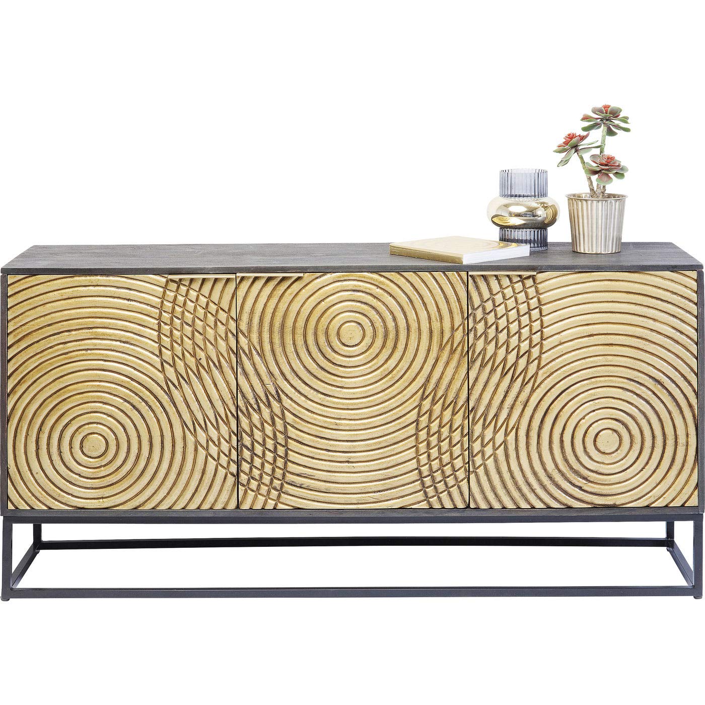 kare-design-sideboard-circulo-gold-massivholz-sideboard-80x160x40-cm image 6