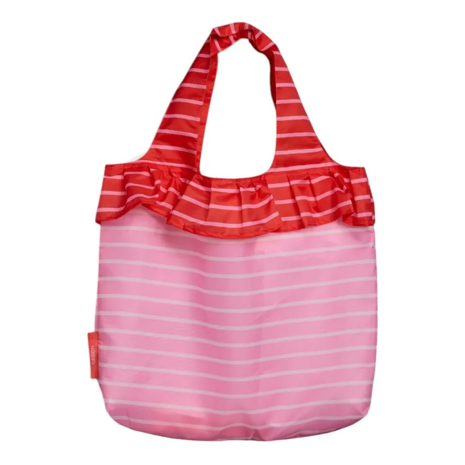cedon-easy-bag-volant-stripes-pink-red-einkaufsbeutel image 1