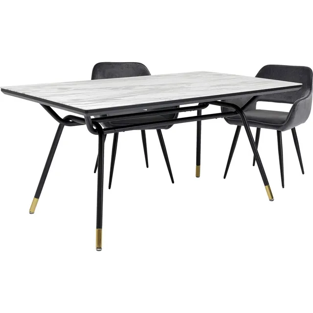 kare-design-tisch-south-beach-esstisch-marmor-look-glas-75x160x90-cm-schwarz-wei image 1