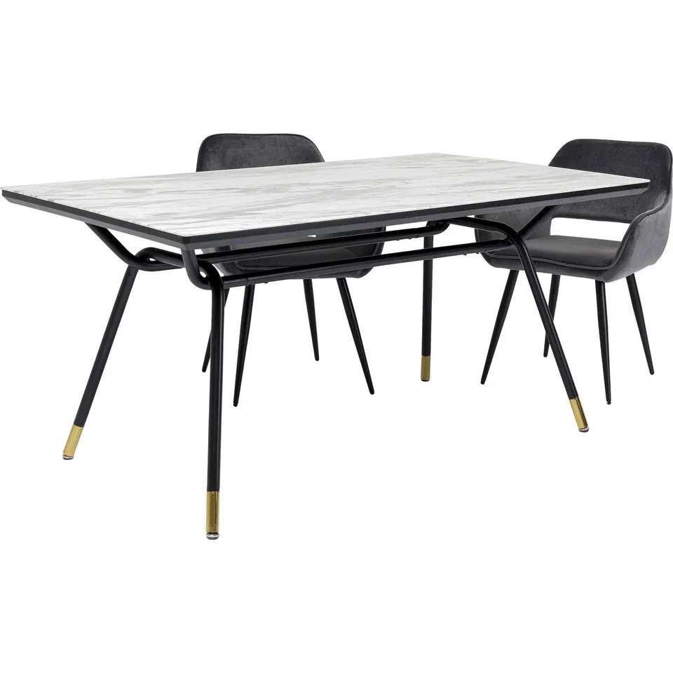 kare-design-tisch-south-beach-esstisch-marmor-look-glas-75x160x90-cm-schwarz-wei image 1