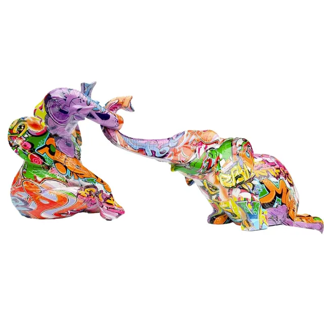 kare-design-deko-elefanten-zirkus-graffiti-2er-set-22x50x18-cm image 1