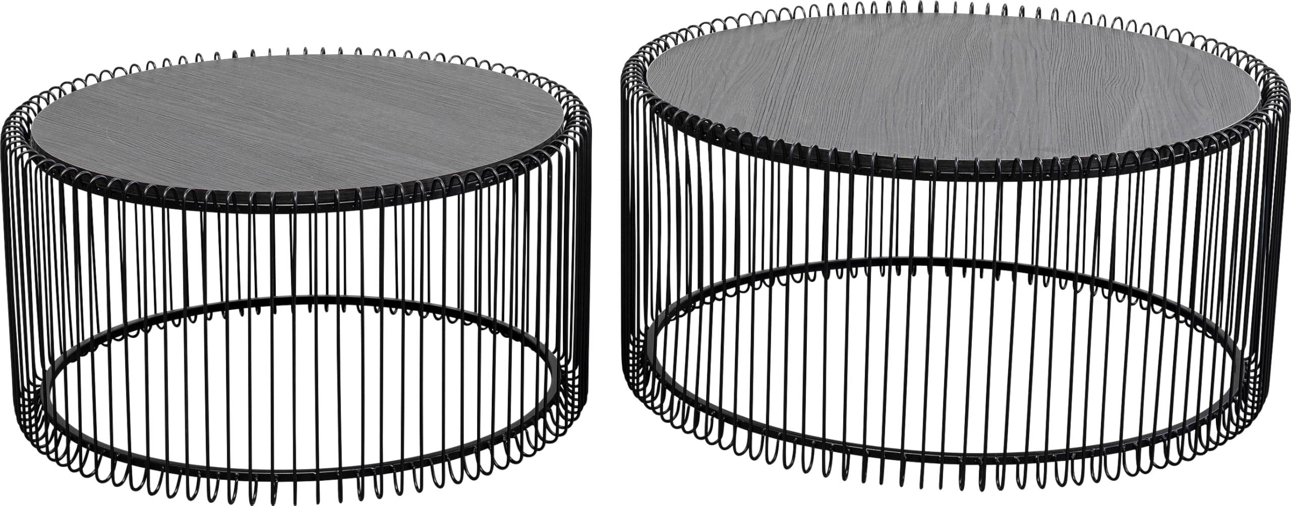 kare-design-couchtisch-wire-wood-2er-set-schwarz-63-53-cm-rund image 1