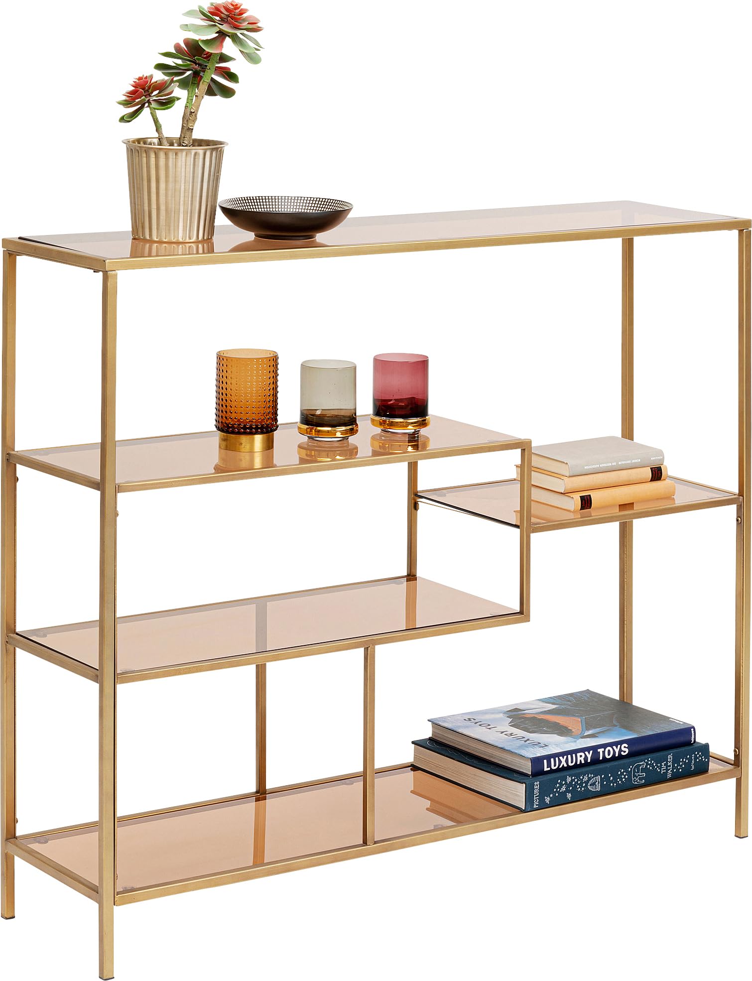 kare-design-regal-loft-gold-schmal-standregal-5-ablagen-100x115x30-cm-glas-metal image 5
