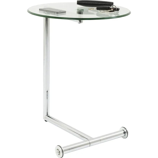 kare-design-beistelltisch-easy-living-chrom-rollbarer-glastisch-rund-63x46x46-cm image 1