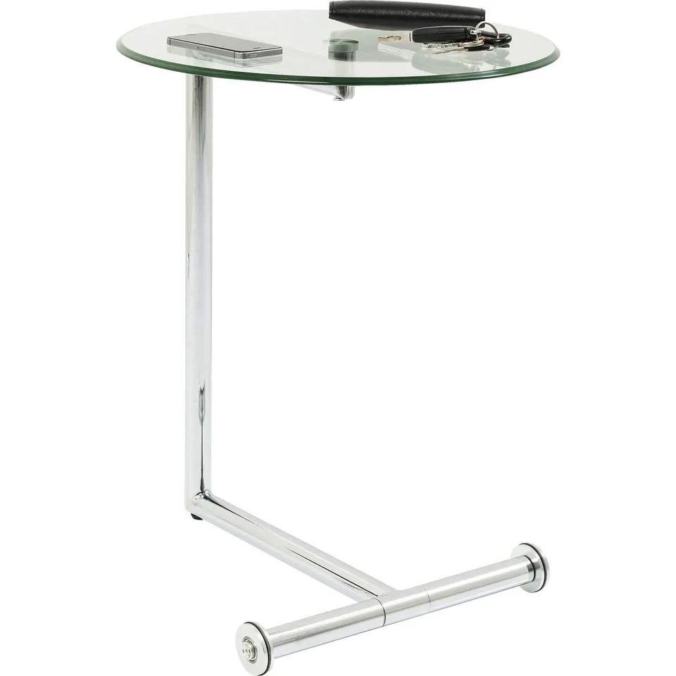 kare-design-beistelltisch-easy-living-chrom-rollbarer-glastisch-rund-63x46x46-cm image 1