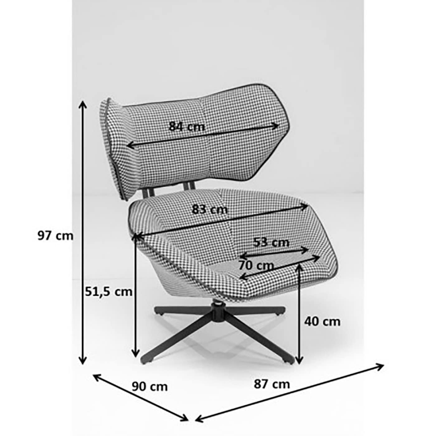 kare-toledo-drehsessel-schwarz-wei-h-henverstellbar image 2