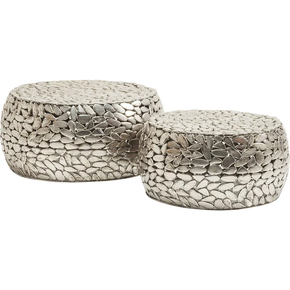 kare-design-pebbles-deluxe-couchtisch-2er-set-silber-rund image 1