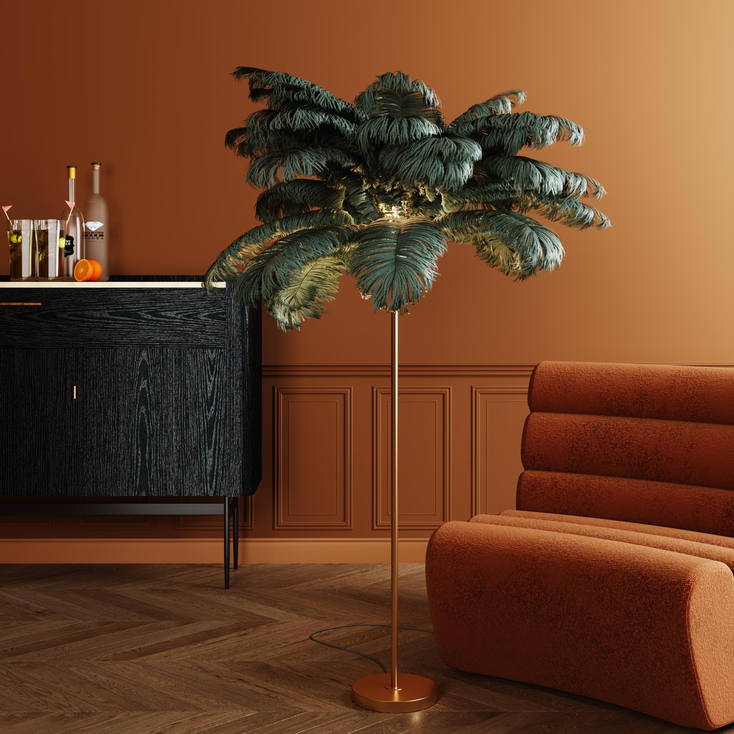 kare-design-stehleuchte-feather-palm-gr-n-gold-165-cm-bodenlampe-mit-strau-enfed image 2