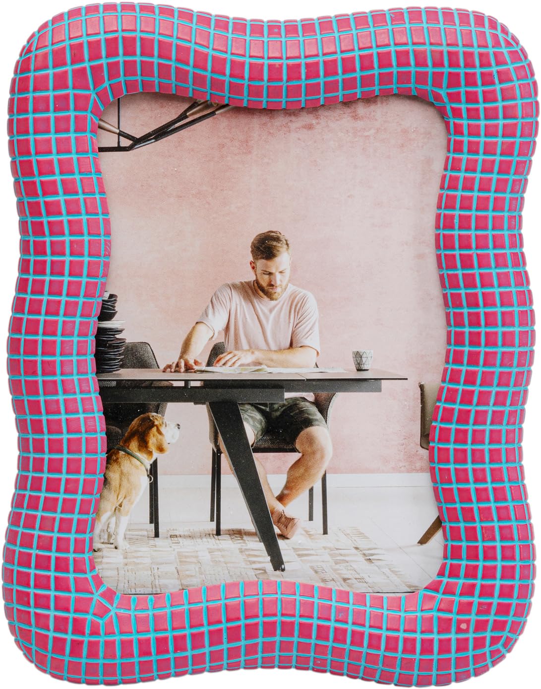 kare-design-wavy-bilderrahmen-gr-n-a5-handbemalt-stehend-und-wandmontage-23x18x2 image 6