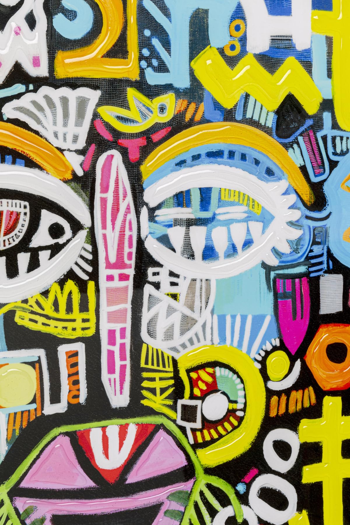 kare-design-leinwandbild-doodle-face-mehrfarbig-80x80-cm-mit-rahmen image 5