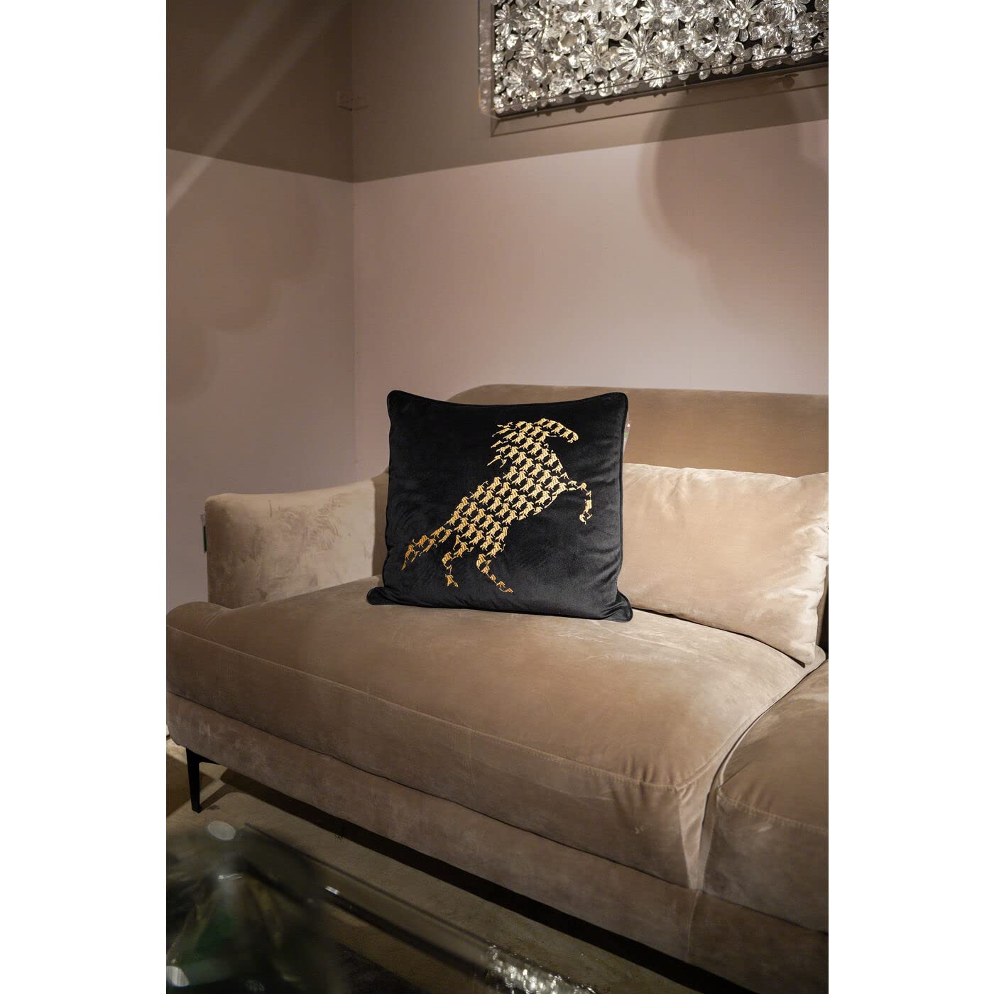 kare-design-kissen-caballo-45x45x10-cm-schwarz-gold-mit-stickerei image 2