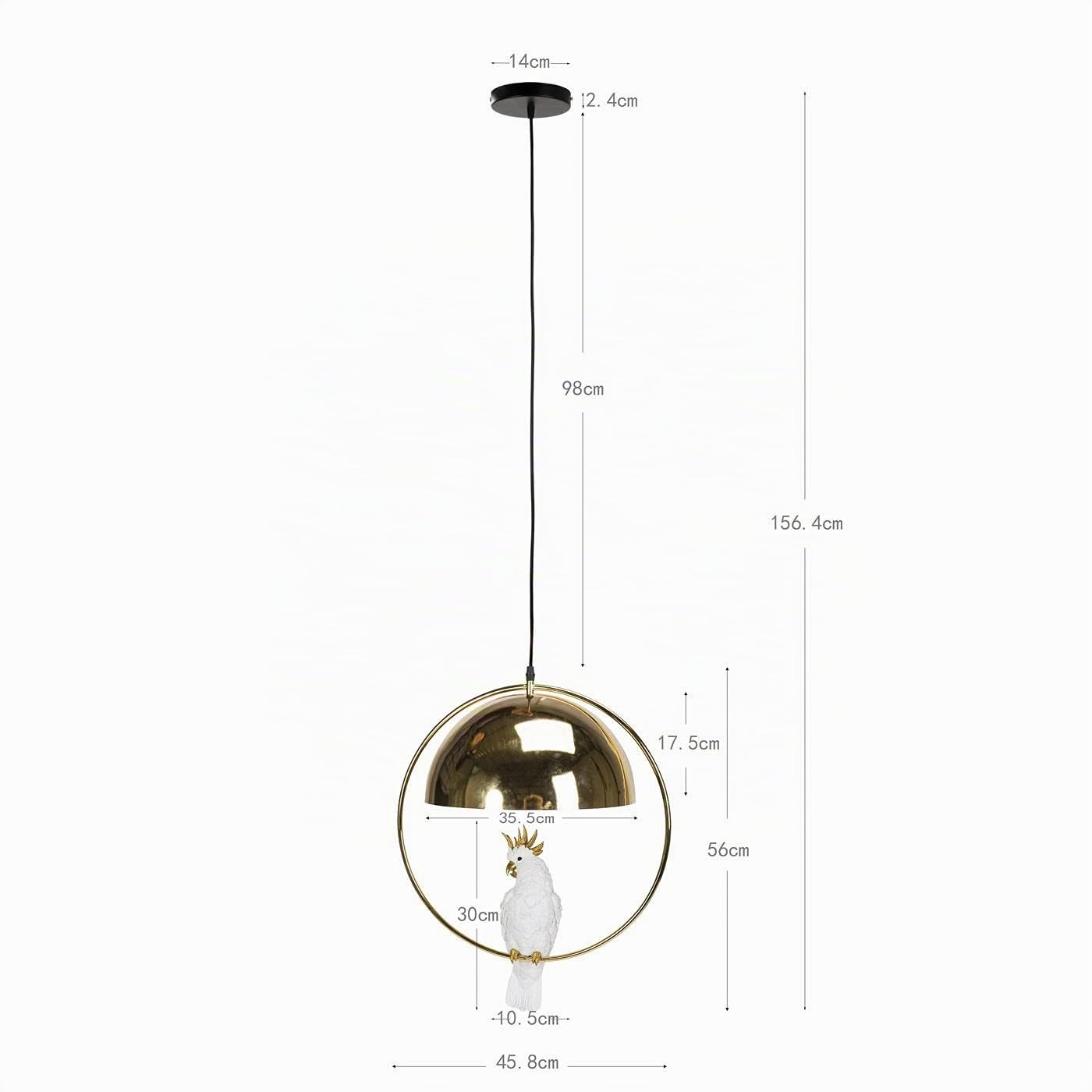 kare-design-h-ngeleuchte-animal-cockatoo-gold-wei-60x46x46-cm image 4