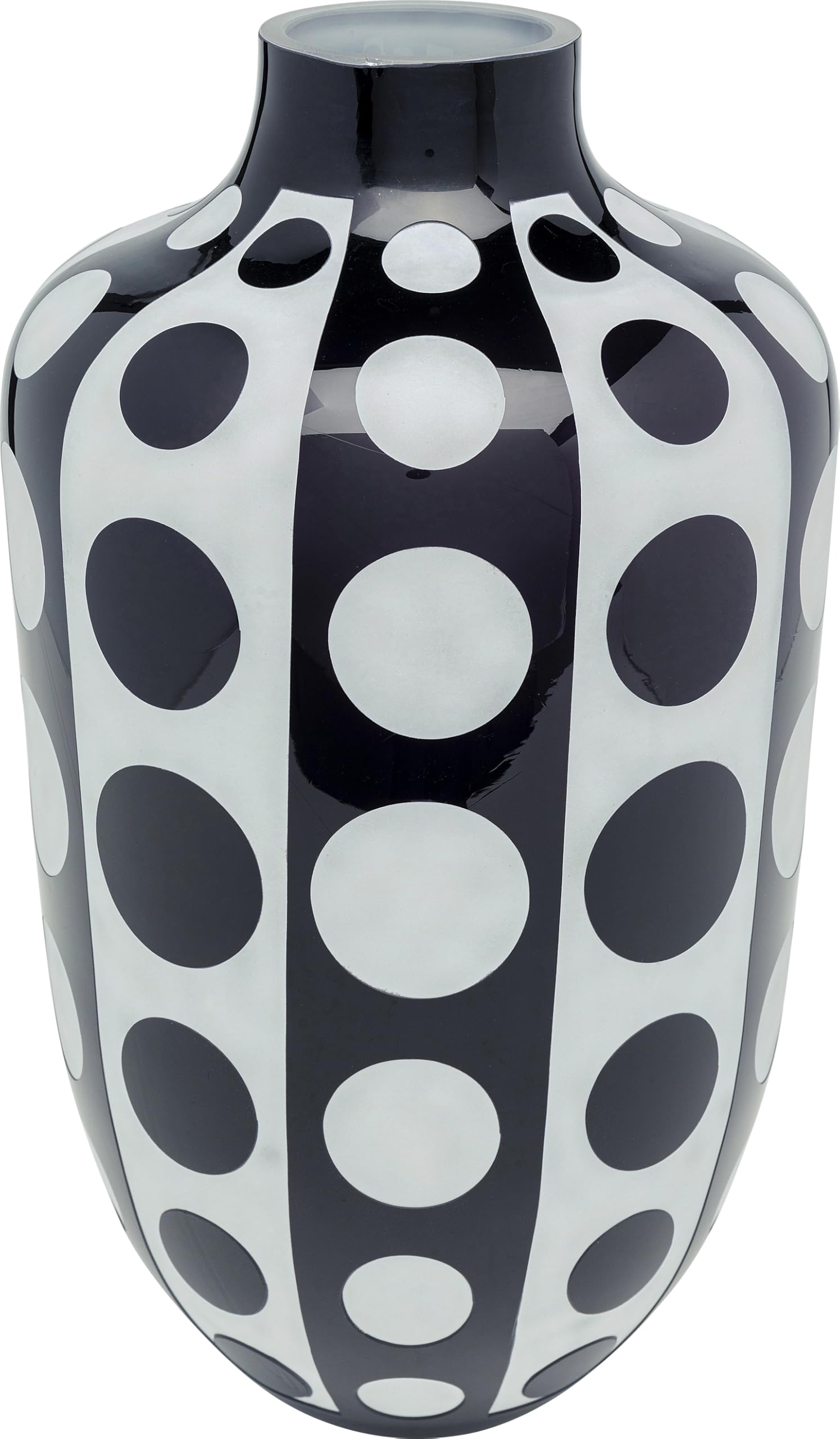 kare-design-vase-brillar-45-cm-glasvase-schwarz-wei-mit-polka-dots image 1