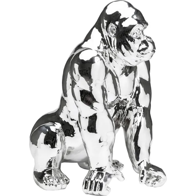 kare-design-deko-figur-gorilla-chrome-57x45-5x38-cm-polyresin-silber image 1