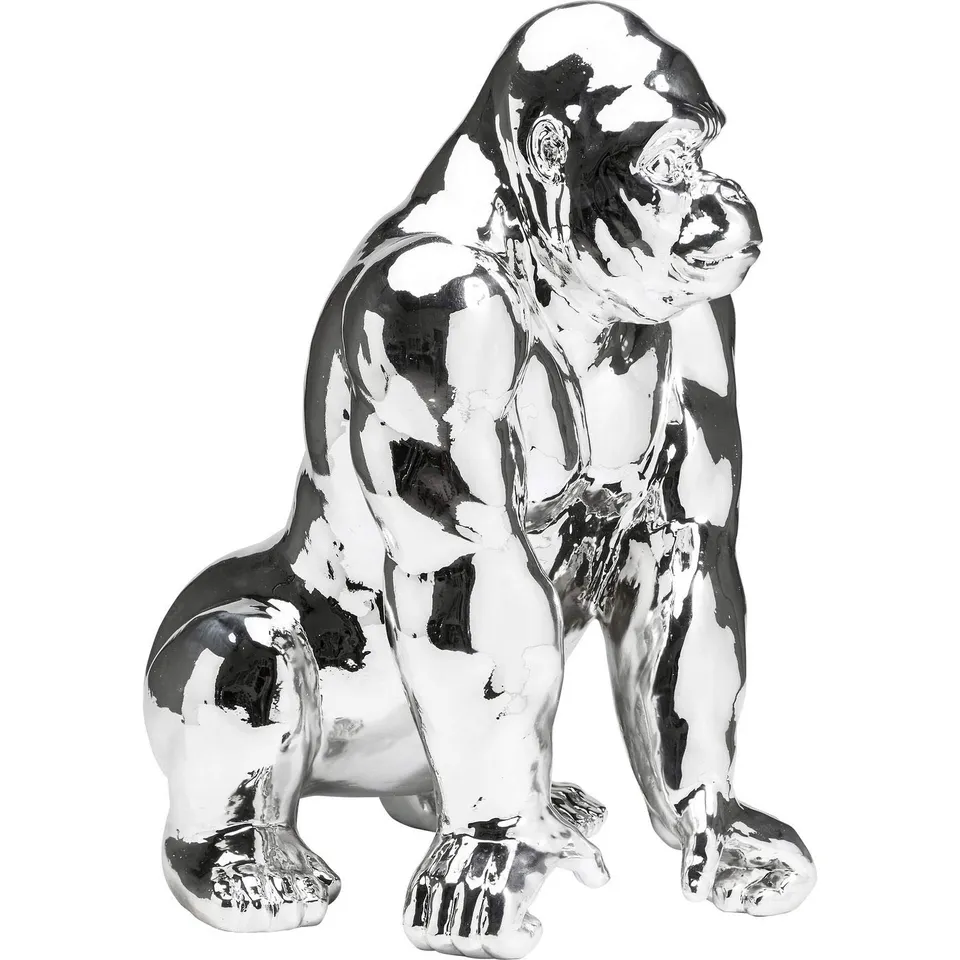 kare-design-deko-figur-gorilla-chrome-57x45-5x38-cm-polyresin-silber image 1