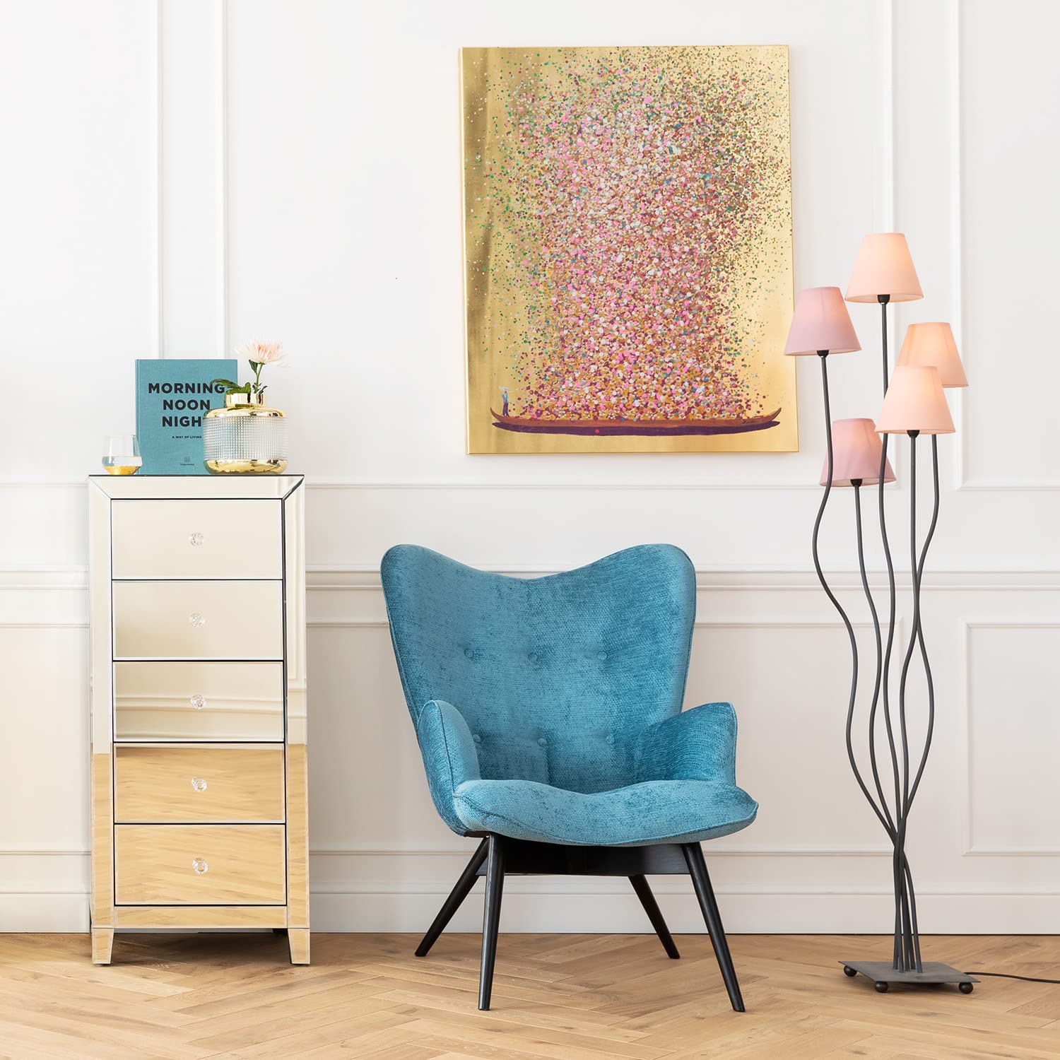 kare-design-touched-flower-boat-bild-gold-pink-100x80-cm-canvas-mit-massivholz-r image 2