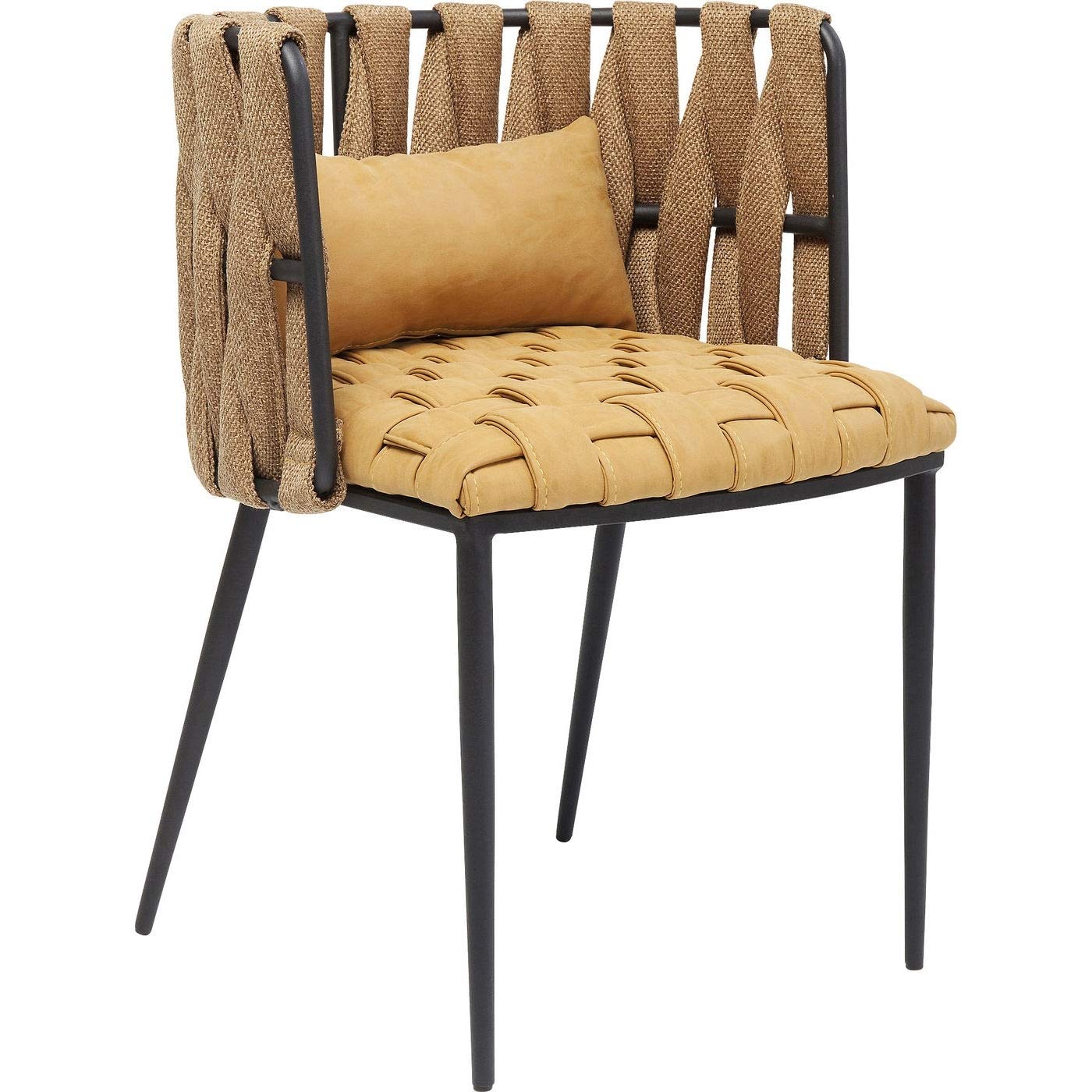 kare-design-armlehnstuhl-cheerio-gelb-75x55x52-cm-flechtstuhl-mit-kissen image 1