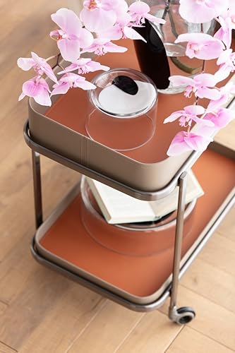 kare-design-tango-servierwagen-silber-beige-barwagen-auf-rollen-mit-zwei-ablagen image 8