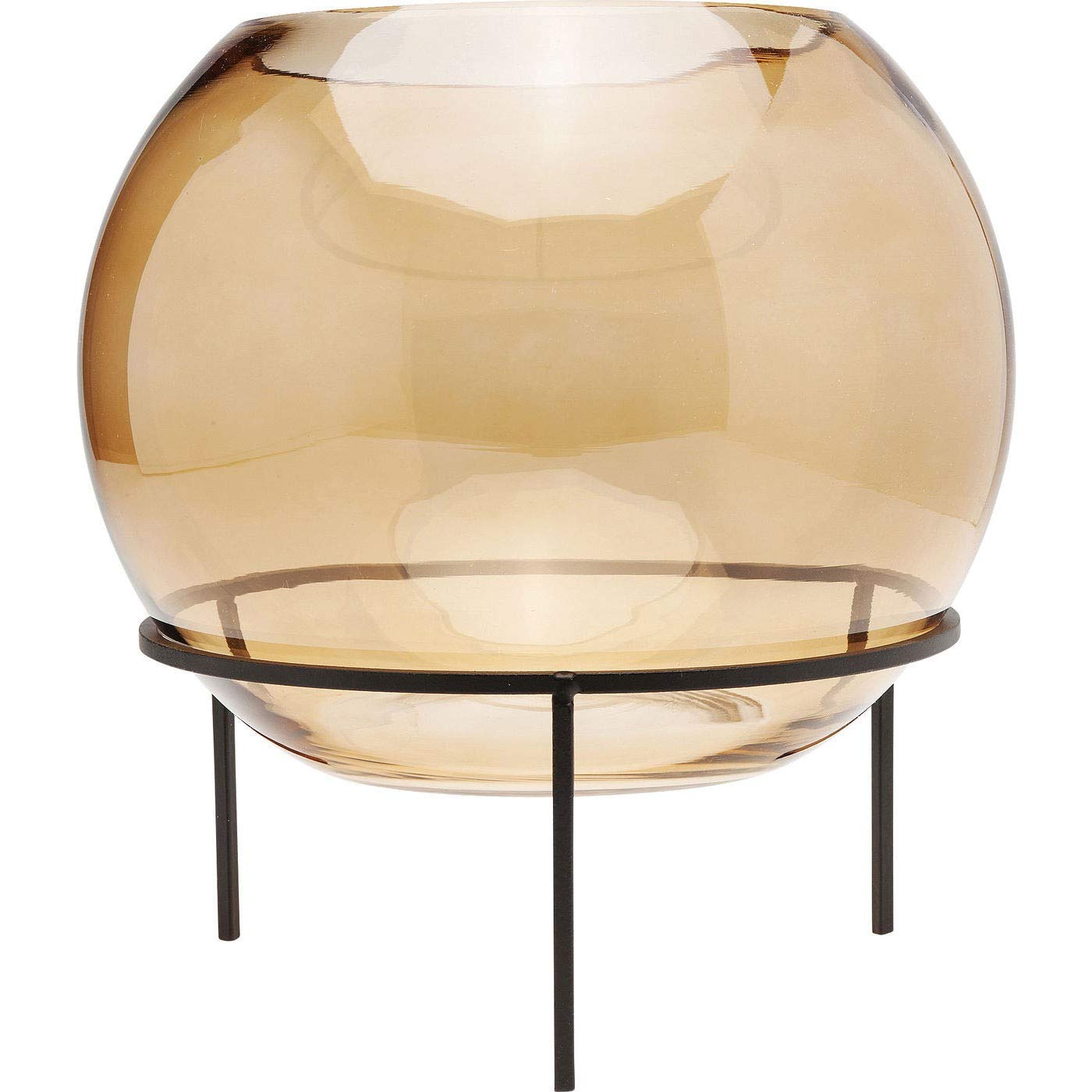 kare-design-vase-63952-braun-25-cm-kugelvase-aus-bernsteinglas-mit-metallgestell image 2