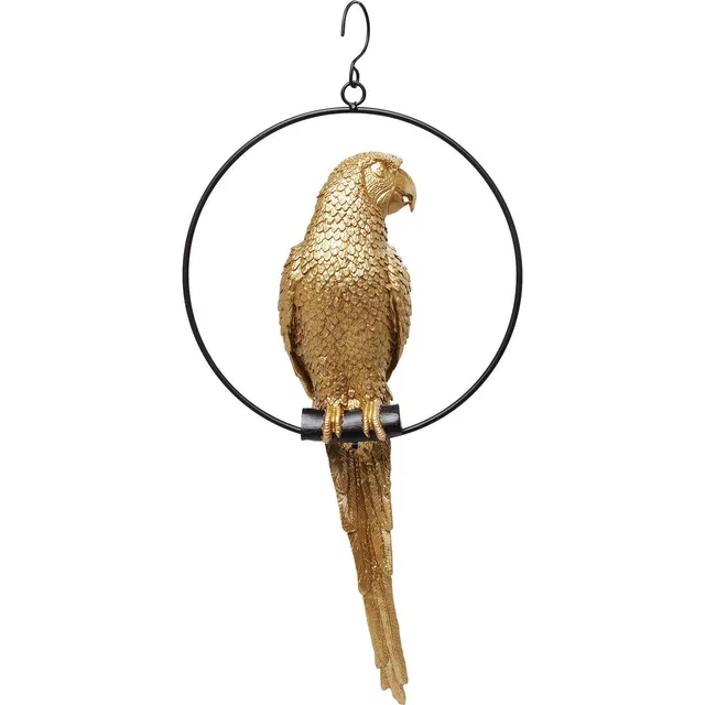 kare-design-swinging-parrot-deko-objekt-gold-57x27x14-cm image 1