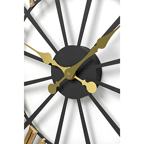kare-design-wanduhr-station-schwarz-gold-64-cm-metall-quarzuhr image 6