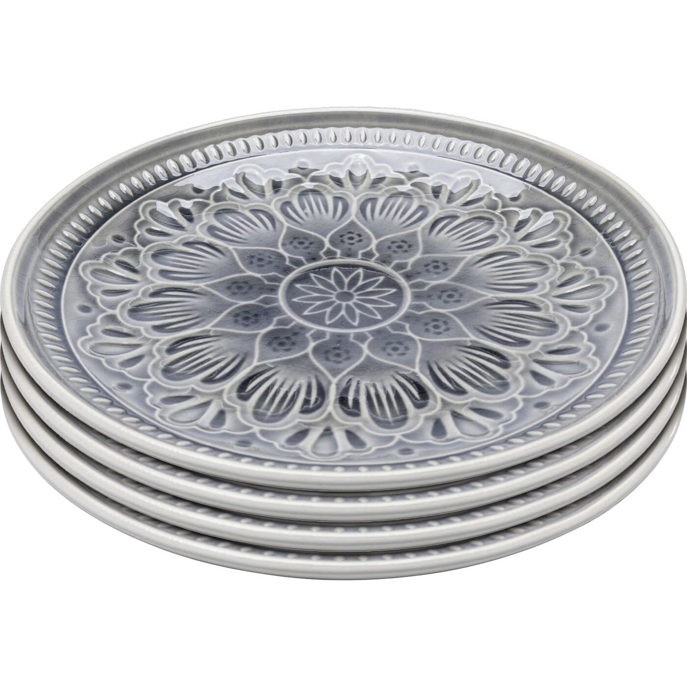 kare-design-teller-sicilia-mandala-grau-21-cm-keramik-steinzeug image 1